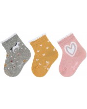 Комплект детски чорапи Sterntaler - Кончета и сърца, 13/14 размер, 0-4 м, 3 чифта