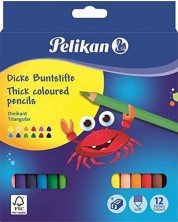 Комплект цветни триъгълни моливи Pelikan – Jumbo, 12 цвята -1