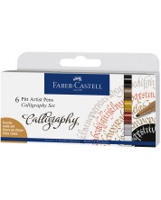 Комплект калиграфски маркери Faber-Castell Pitt Artist - 6 цвята