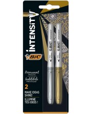 Комплект перманентни маркери BIC - Intensity, объл връх, 1.8 mm, сребърен и златен