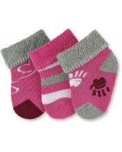 Бебешки хавлиени чорапки Sterntaler - За момиче, 13/14 размер, 0-4 месеца, 3 чифта