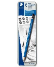 Комплект моливи Staedtler Mars Lumograph - Soft, 6 броя 
