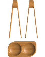 Комплект за суши Pebbly - 3 части, 15 x 10 x 5 cm, бамбук -1