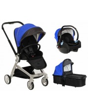 Кожена бебешка количка 3 в 1 Zizito - Harmony Lux, синя -1