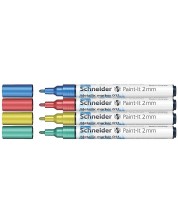 Комплект металически маркери Schneider Paint-It - 011, 2.0 mm, 4 основни цвята -1