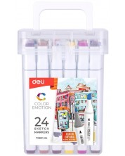 Комплект маркери Deli Color Emotion - E70801-24, двувърхи, 24 цвята