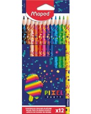 Комплект цветни моливи Maped Pixel Party - 12 цвята -1