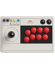 Безжичен контролер 8BitDo - Arcade Stick, бял (Nintendo Switch/PC) -1