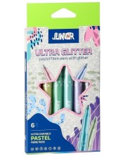 Комплект флумастери Junior - Ultra Glitter, 6 пастелни цвята -1