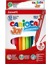 Комплект суперизмиваеми флумастери Carioca Joy - 12 цвята