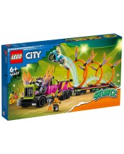 Конструктор LEGO City - Предизвикателство с камион за каскади и огнен обръч (60357) -1