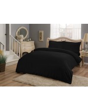 Комплект за спалня TAC - Basic Black, 100% памук, сатениран -1