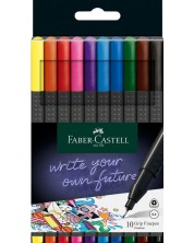 Комплект тънкописци Faber-Castell - 10 броя, 0.4 mm