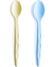 Комплект лъжици за хранене BabyJem - Синя и жълта, 2 броя -1