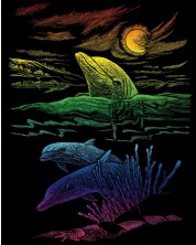 Комплект за гравиране Royal Rainbow - Семейство делфини, 20 х 25 cm -1