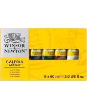 Комплект акрилни бои Winsor & Newton Galeria - 6 цвята, 60 ml