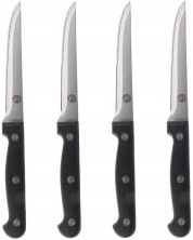 Комплект ножове за стек и пица MasterChef - 4 броя, черни/инокс