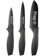 Комплект ножове MasterChef - 3 броя, стомана, PP-TPR, черен -1
