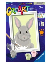 Комплект за рисуване по номера Ravensburger CreArt - Сиво зайче