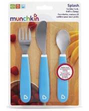 Munchkin Комплект виличка, лъжичка и ножче, сини -1