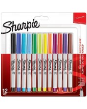 Комплект перманентни маркери Sharpie - Ultra Fine, 12 цвята