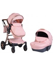 Комбинирана детска количка 2 в 1 Moni - Polly, розова -1