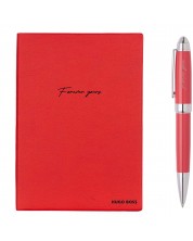 Комплект тефтер и химикалка Hugo Boss - Forever Yours, A5, червен