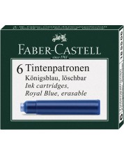 Комплект патрончета за писалка Faber-Castell - Сини, 6 броя