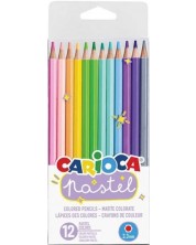 Комплект цветни моливи Carioca - Pastel, 12 цвята