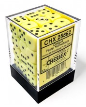 Комплект зарове Chessex Opaque Pastel - Yellow/black, 36 броя -1