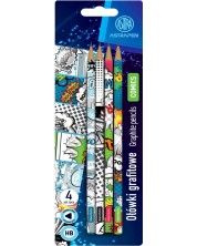 Комплект графитни моливи Astra Astrapen - Comics, HB, 4 броя -1