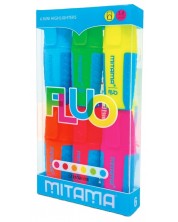 Комплект мини текстмаркери Mitama - Fluo, 6 цвята -1