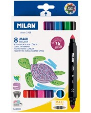 Комплект двувърхи флумастери Milan - Maxi Bicolour, 16 цвята -1
