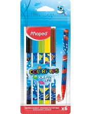 Комплект флумастери Maped Color Peps - Ocean Life, 6 цвята -1