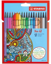 Комплект флумастери Stabilo Pen 68 - 18 цвята -1