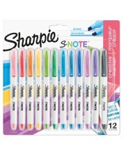 Комплект перманентни маркери Sharpie - S-Note, 12 цвята -1