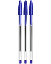 Комплект химикалки BIC Cristal Original Medium - 1.0 mm, сини, 3 броя