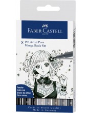 Комплект за манга Faber-Castell Pitt Artist - Основен, 8 броя