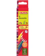 Комплект цветни триъгълни моливи Herlitz - 6 броя