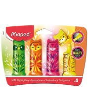 Комплект маркери Maped Fluo'peps - Mini friends, 4 цвята