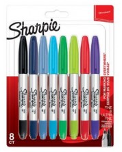 Комплект перманентни маркери Sharpie - Twin Tip, 8 цвята -1