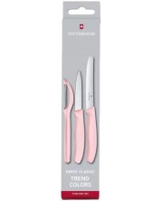 Комплект от 2 ножа и белачка Victorinox - Swiss Classic, Trend Colors, светлорозови -1