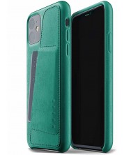 Кожен калъф с джоб Mujjo за iPhone 11, светлозелен