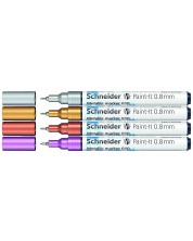 Комплект металически маркери Schneider Paint-It - 010, 0.8 mm, 4 цвята -1