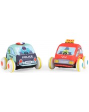 Комплект меки играчки Huanger - Инерционни коли, полиция и такси -1