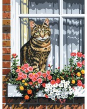 Комплект за рисуване върху платно Royal - Котка на прозорец, 23 х 30 cm -1