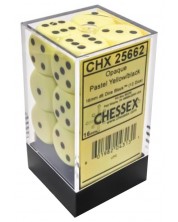 Комплект зарове Chessex Opaque Pastel - Yellow/black, 12 броя -1