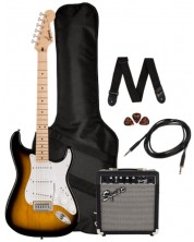 Комплект Fender - Squier Sonic Stratocaster Pack MN 2TS, кафяв