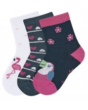 Комплект детски чорапи за момиче Sterntaler - С птици, 19/22, 12-24 месеца,  3 чифта