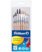 Комплект обли и плоски четки за рисуване Pelikan Starter – 10 броя -1